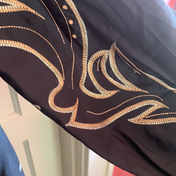 Long dress ballon sleeve embroidered mid calf - Picture 3 of 9